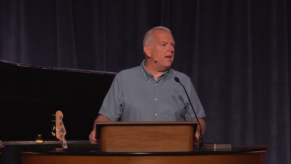 Tim Wilson behind chapel podium